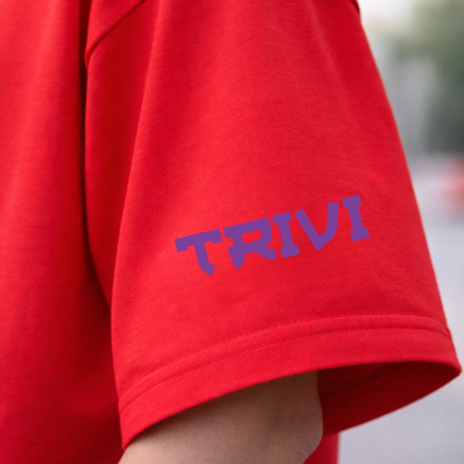 TRIVI's Red Oversized Cotton Tee – Premium 100% Cotton- Tropical Escape Edition | 3V9004