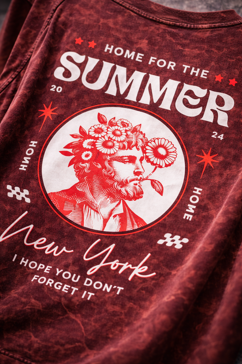 TRIVI's Maroon Acid Wash Oversized T-Shirt | Vintage Summer Streetwear 100% cotton | 3V9016