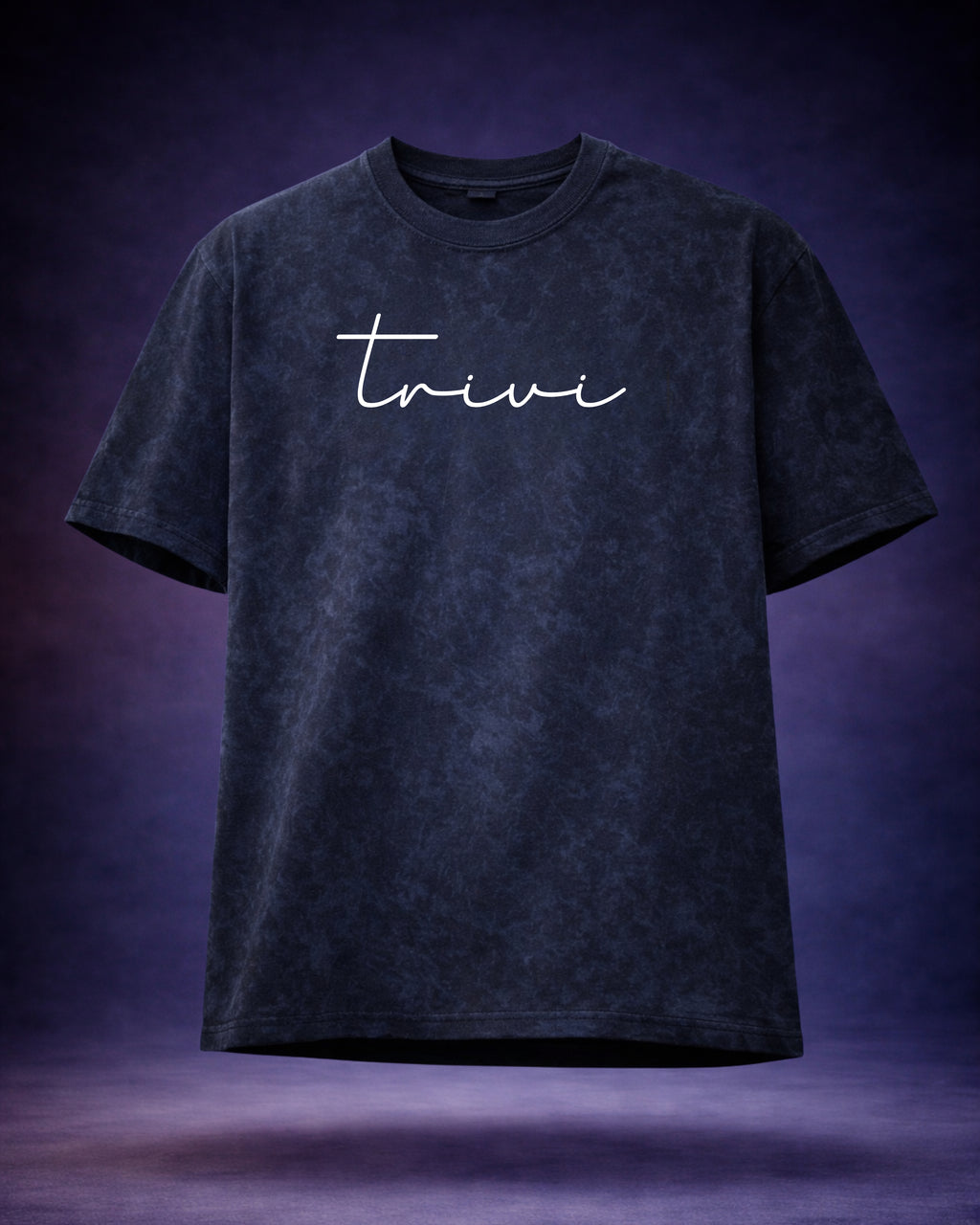 TRIVI's Black Acid Wash Oversized T-Shirt- Dragon Back Print 100% cotton | 3V9018