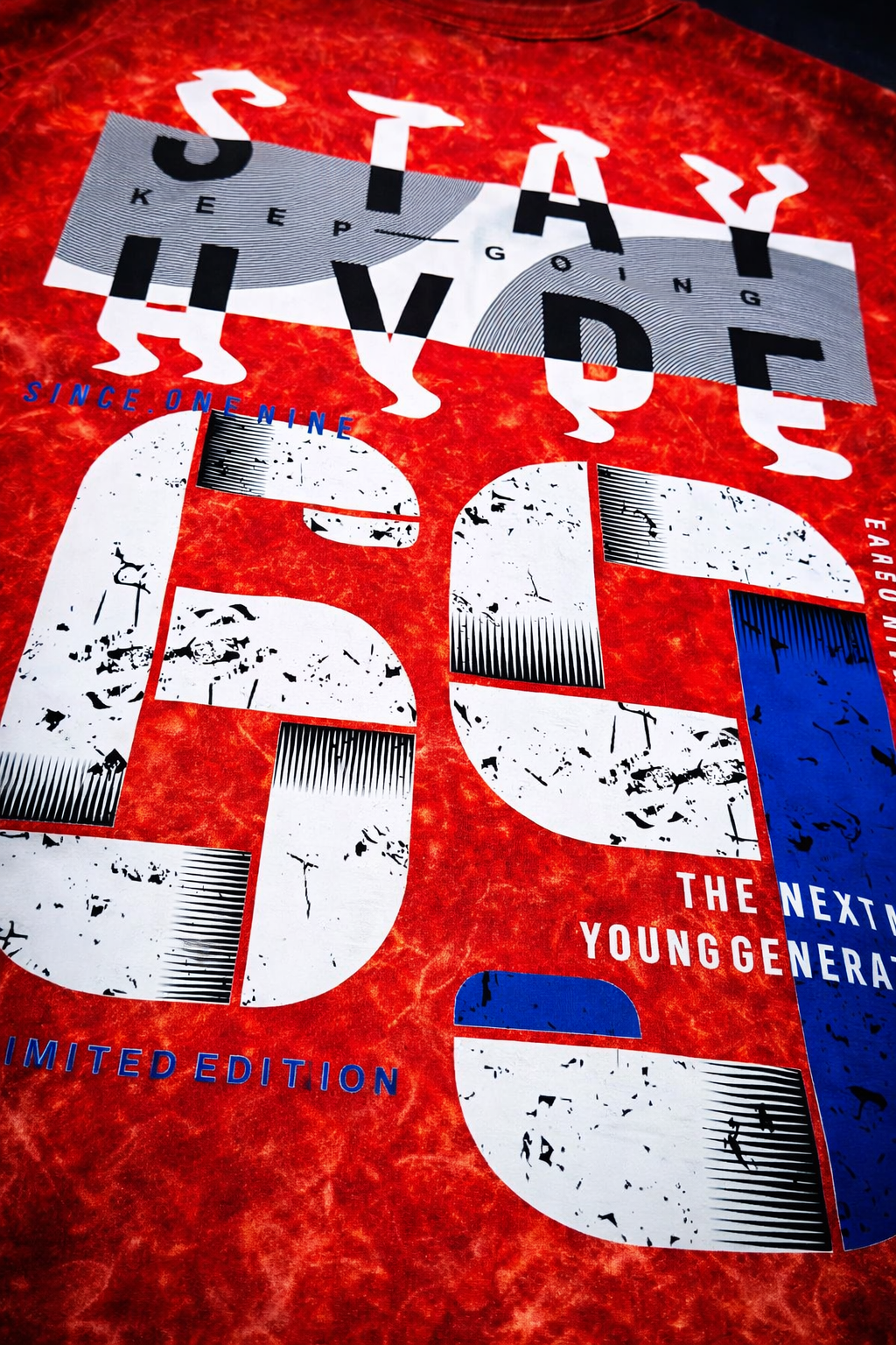 TRIVI's Red Acid Wash Oversized T-Shirt – Stay Hype Edition 100% cotton | 3V9017